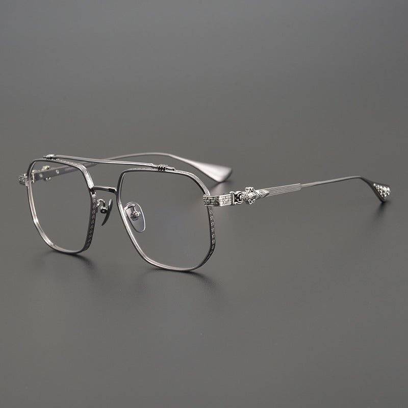Chrome Hearts design Vintage Gothic Aviator Glasses – Gothic Double Bridge Titanium Frame - CH8034 - HP eyeglasses