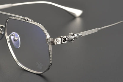 Chrome Hearts design Vintage Gothic Aviator Glasses – Gothic Double Bridge Titanium Frame - CH8034 - HP eyeglasses