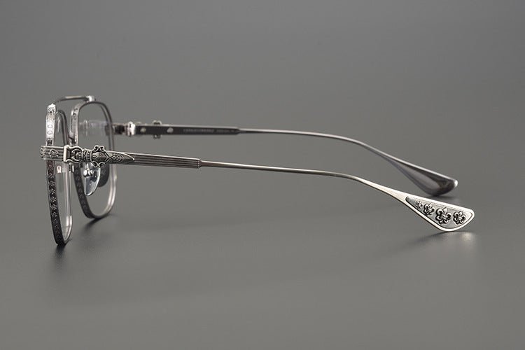 Chrome Hearts design Vintage Gothic Aviator Glasses – Gothic Double Bridge Titanium Frame - CH8034 - HP eyeglasses