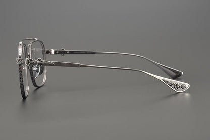 Chrome Hearts design Vintage Gothic Aviator Glasses – Gothic Double Bridge Titanium Frame - CH8034 - HP eyeglasses