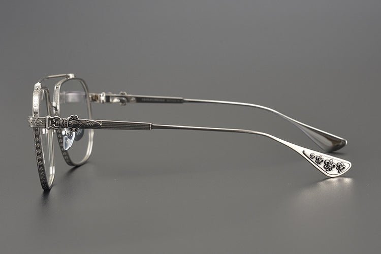 Chrome Hearts design Vintage Gothic Aviator Glasses – Gothic Double Bridge Titanium Frame - CH8034 - HP eyeglasses