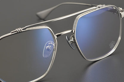 Chrome Hearts design Vintage Gothic Aviator Glasses – Gothic Double Bridge Titanium Frame - CH8034 - HP eyeglasses