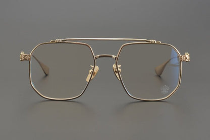 Chrome Hearts design Vintage Gothic Aviator Glasses – Gothic Double Bridge Titanium Frame - CH8034 - HP eyeglasses