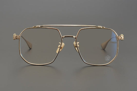 Chrome Hearts design Vintage Gothic Aviator Glasses – Gothic Double Bridge Titanium Frame - CH8034 - HP eyeglasses