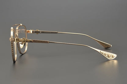 Chrome Hearts design Vintage Gothic Aviator Glasses – Gothic Double Bridge Titanium Frame - CH8034 - HP eyeglasses