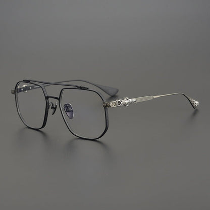 Chrome Hearts design Vintage Gothic Aviator Glasses – Gothic Double Bridge Titanium Frame - CH8034 - HP eyeglasses