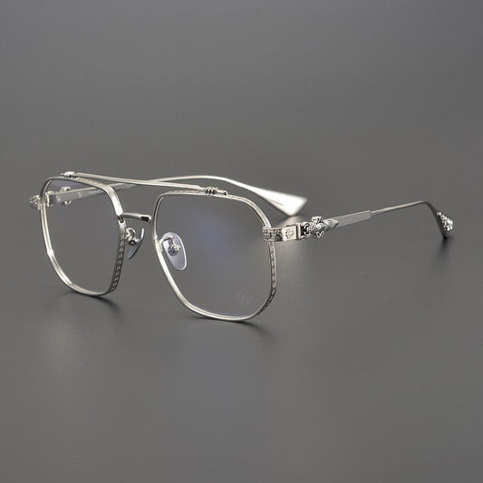 Chrome Hearts design Vintage Gothic Aviator Glasses – Gothic Double Bridge Titanium Frame - CH8034 - HP eyeglasses