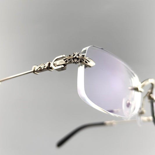 Chrome Hearts-Inspired Gothic-Style PILLS I Rimless Glasses | Handmade Titanium Alloy Eyewear | Punk Style Frames - HP eyeglasses