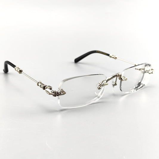 Chrome Hearts-Inspired Gothic-Style PILLS I Rimless Glasses | Handmade Titanium Alloy Eyewear | Punk Style Frames - HP eyeglasses