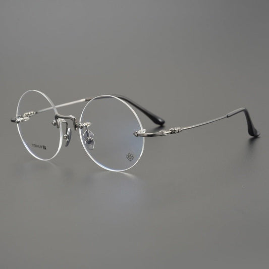 Chrome Hearts - Inspired Luxury round rimless glasses | Ultra - Light Pure Titanium Round Frames for Men & Women - HP eyeglasses