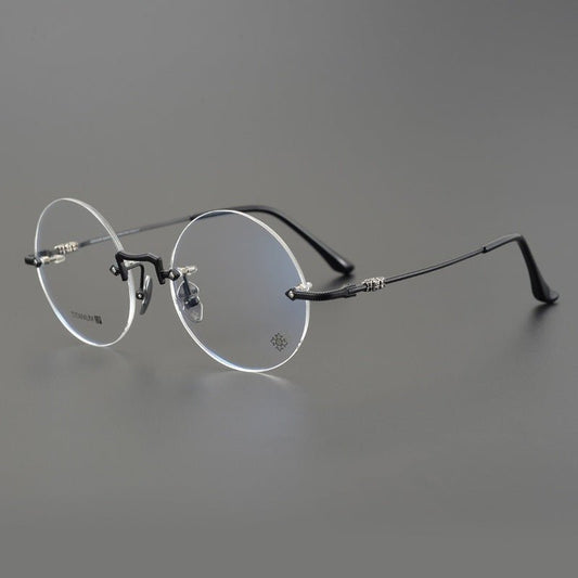 Chrome Hearts - Inspired Luxury round rimless glasses | Ultra - Light Pure Titanium Round Frames for Men & Women - HP eyeglasses