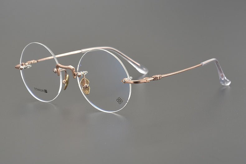Chrome Hearts-Inspired Luxury round rimless glasses Ultra-Light