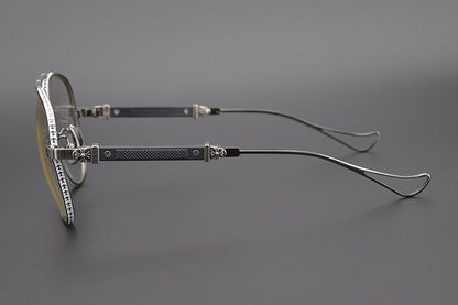 Chrome Hearts Style Aviators Glasses - Gothic Titanium Double Bridge Full Frame Glasses - HP eyeglasses