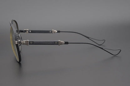 Chrome Hearts Style Aviators Glasses - Gothic Titanium Double Bridge Full Frame Glasses - HP eyeglasses