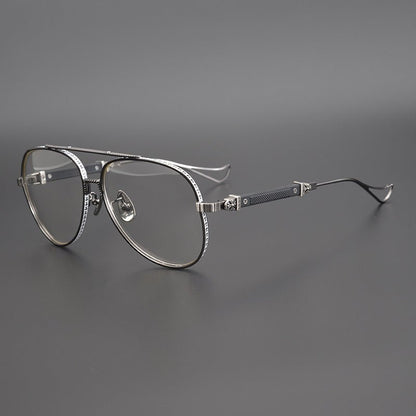 Chrome Hearts Style Aviators Glasses - Gothic Titanium Double Bridge Full Frame Glasses - HP eyeglasses