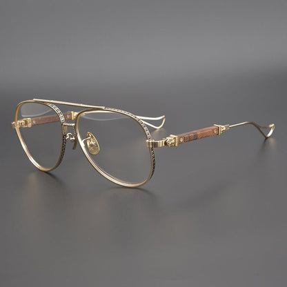 Chrome Hearts Style Aviators Glasses - Gothic Titanium Double Bridge Full Frame Glasses - HP eyeglasses