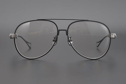 Chrome Hearts Style Aviators Glasses - Gothic Titanium Double Bridge Full Frame Glasses - HP eyeglasses