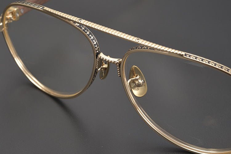 Chrome Hearts Style Aviators Glasses - Gothic Titanium Double Bridge Full Frame Glasses - HP eyeglasses