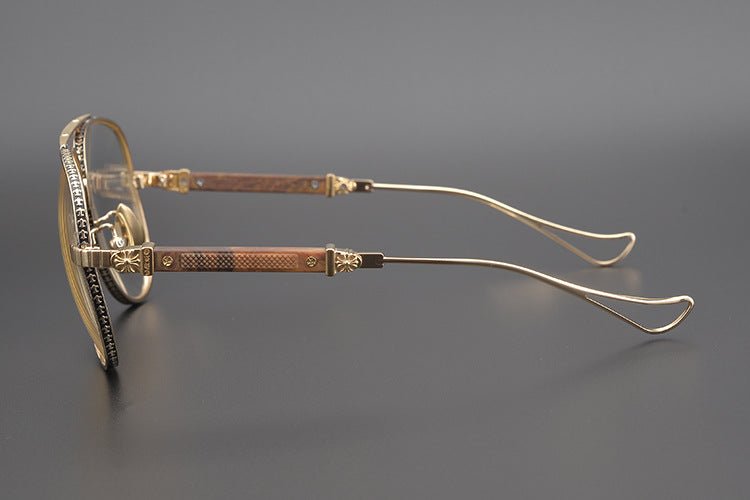 Chrome Hearts Style Aviators Glasses - Gothic Titanium Double Bridge Full Frame Glasses - HP eyeglasses