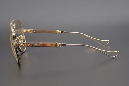 Chrome Hearts Style Aviators Glasses - Gothic Titanium Double Bridge Full Frame Glasses - HP eyeglasses