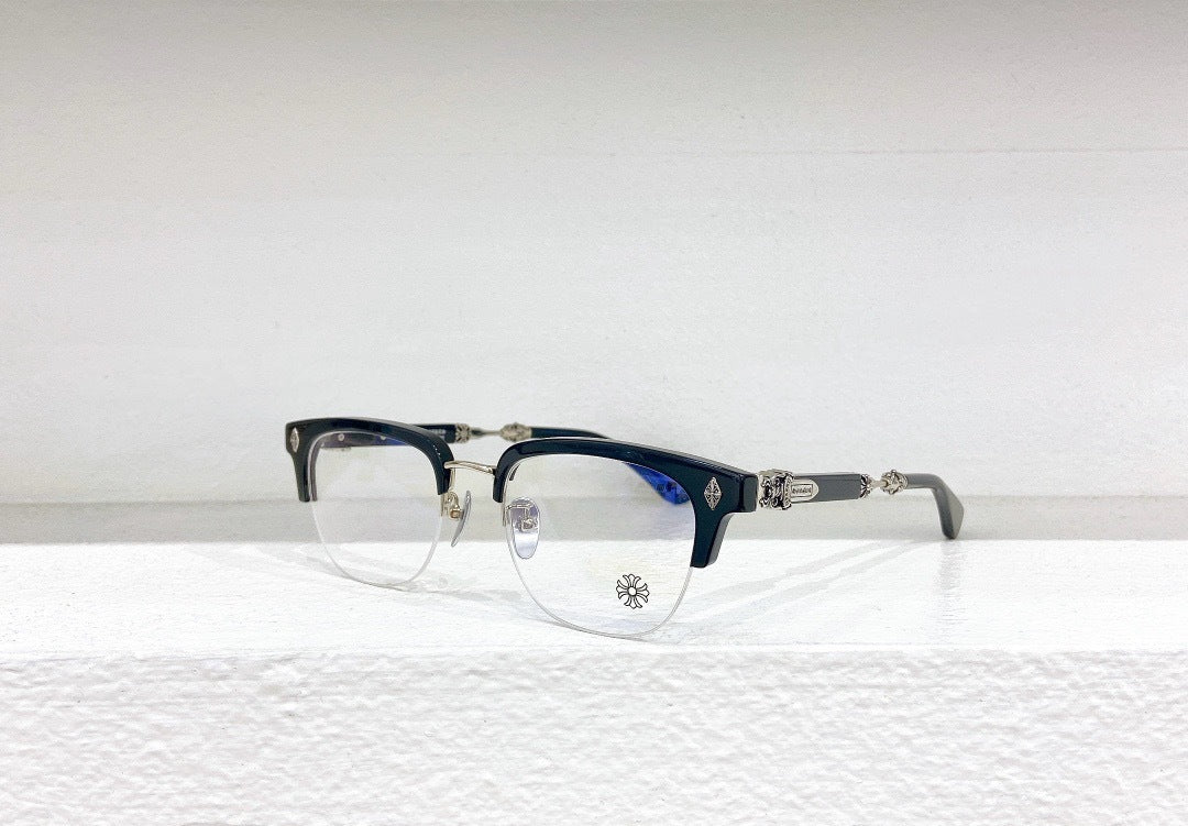 Chrome Hearts - Style Browline Glasses Acetate Half Rim Eyeglasses Designer Optical Frame Semi Rimless Prescription Glasses EVAGILIST - HP eyeglasses