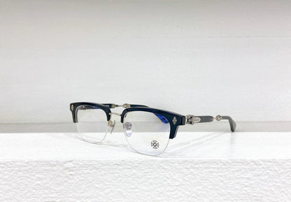 Chrome Hearts - Style Browline Glasses Acetate Half Rim Eyeglasses Designer Optical Frame Semi Rimless Prescription Glasses EVAGILIST - HP eyeglasses