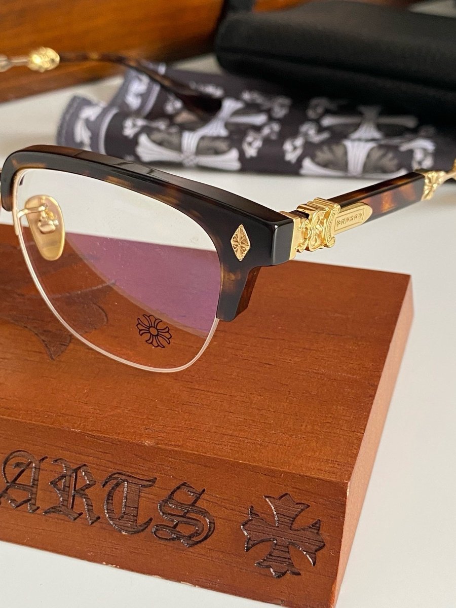 Chrome Hearts - Style Browline Glasses Acetate Half Rim Eyeglasses Designer Optical Frame Semi Rimless Prescription Glasses EVAGILIST - HP eyeglasses
