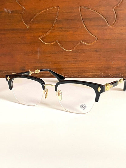 Chrome Hearts - Style Browline Glasses Acetate Half Rim Eyeglasses Designer Optical Frame Semi Rimless Prescription Glasses EVAGILIST - HP eyeglasses