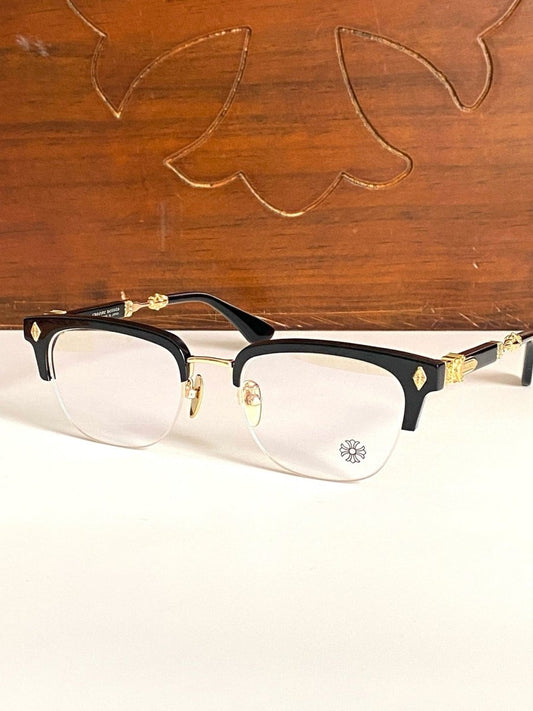 Chrome Hearts - Style Browline Glasses Acetate Half Rim Eyeglasses Designer Optical Frame Semi Rimless Prescription Glasses EVAGILIST - HP eyeglasses