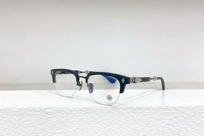 Chrome Hearts - Style Browline Glasses Acetate Half Rim Eyeglasses Designer Optical Frame Semi Rimless Prescription Glasses EVAGILIST - HP eyeglasses
