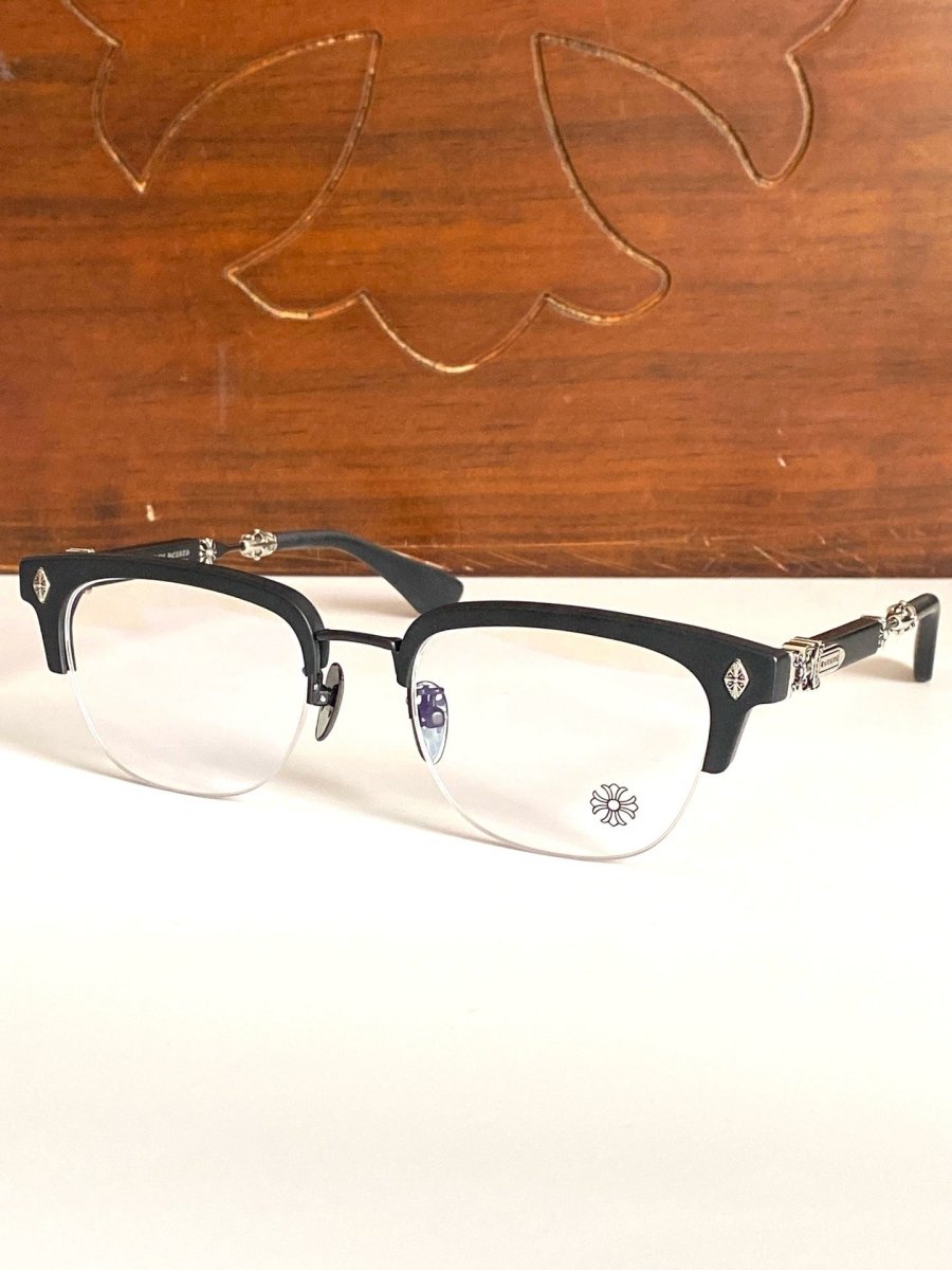 Chrome Hearts - Style Browline Glasses Acetate Half Rim Eyeglasses Designer Optical Frame Semi Rimless Prescription Glasses EVAGILIST - HP eyeglasses