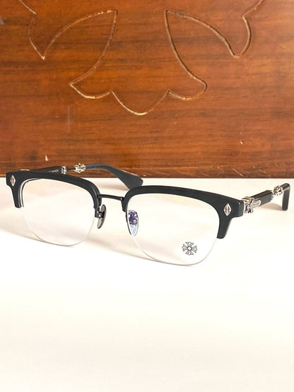 Chrome Hearts - Style Browline Glasses Acetate Half Rim Eyeglasses Designer Optical Frame Semi Rimless Prescription Glasses EVAGILIST - HP eyeglasses