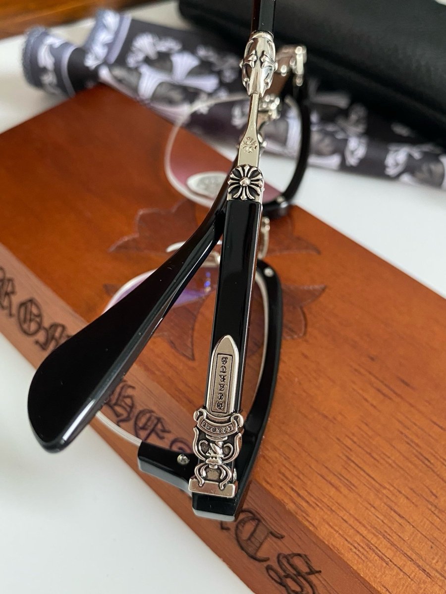 Chrome Hearts - Style Browline Glasses Acetate Half Rim Eyeglasses Designer Optical Frame Semi Rimless Prescription Glasses EVAGILIST - HP eyeglasses