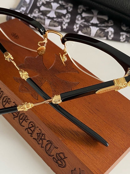 Chrome Hearts - Style Browline Glasses Acetate Half Rim Eyeglasses Designer Optical Frame Semi Rimless Prescription Glasses EVAGILIST - HP eyeglasses