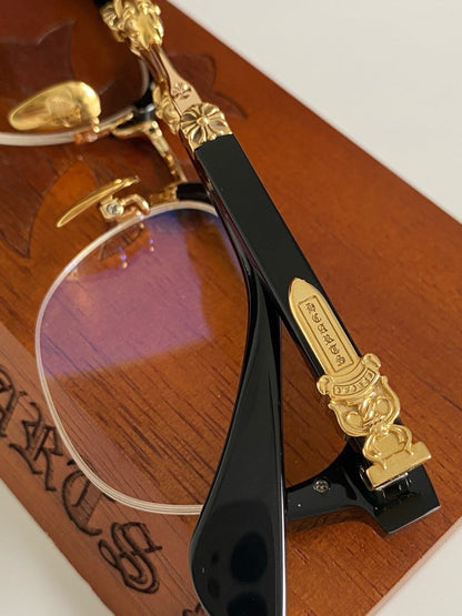 Chrome Hearts - Style Browline Glasses Acetate Half Rim Eyeglasses Designer Optical Frame Semi Rimless Prescription Glasses EVAGILIST - HP eyeglasses