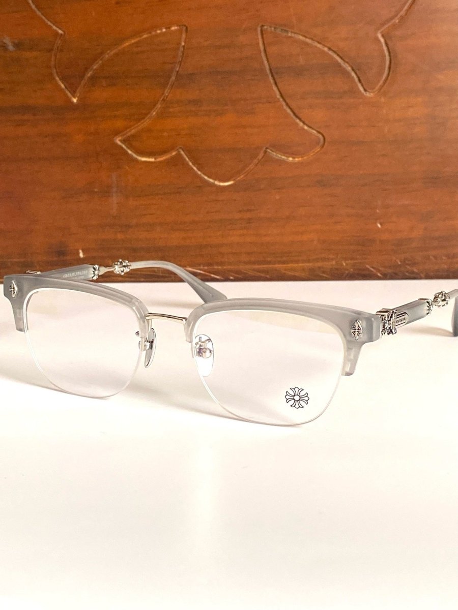 Chrome Hearts - Style Browline Glasses Acetate Half Rim Eyeglasses Designer Optical Frame Semi Rimless Prescription Glasses EVAGILIST - HP eyeglasses