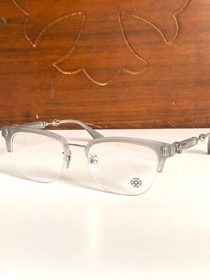 Chrome Hearts - Style Browline Glasses Acetate Half Rim Eyeglasses Designer Optical Frame Semi Rimless Prescription Glasses EVAGILIST - HP eyeglasses