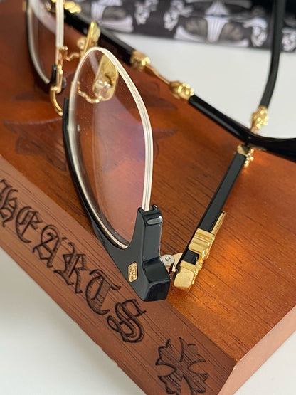 Chrome Hearts - Style Browline Glasses Acetate Half Rim Eyeglasses Designer Optical Frame Semi Rimless Prescription Glasses EVAGILIST - HP eyeglasses