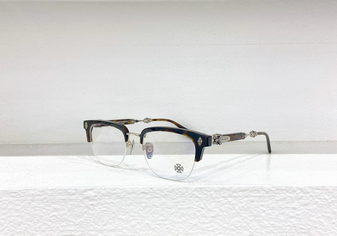 Chrome Hearts - Style Browline Glasses Acetate Half Rim Eyeglasses Designer Optical Frame Semi Rimless Prescription Glasses EVAGILIST - HP eyeglasses