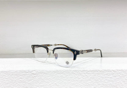 Chrome Hearts - Style Browline Glasses Acetate Half Rim Eyeglasses Designer Optical Frame Semi Rimless Prescription Glasses EVAGILIST - HP eyeglasses