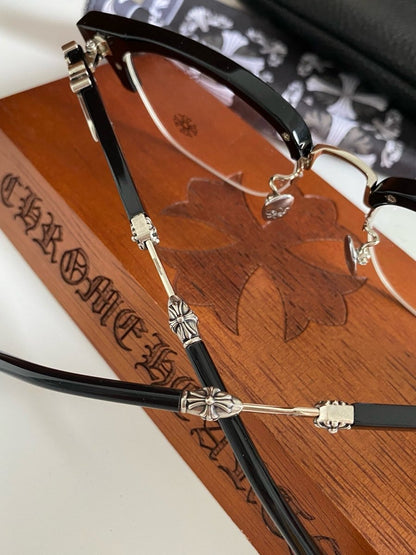 Chrome Hearts - Style Browline Glasses Acetate Half Rim Eyeglasses Designer Optical Frame Semi Rimless Prescription Glasses EVAGILIST - HP eyeglasses