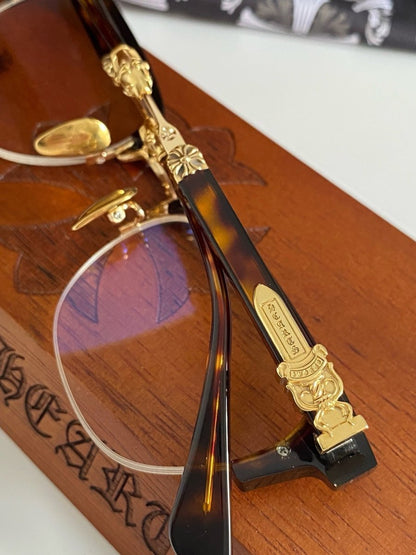 Chrome Hearts - Style Browline Glasses Acetate Half Rim Eyeglasses Designer Optical Frame Semi Rimless Prescription Glasses EVAGILIST - HP eyeglasses