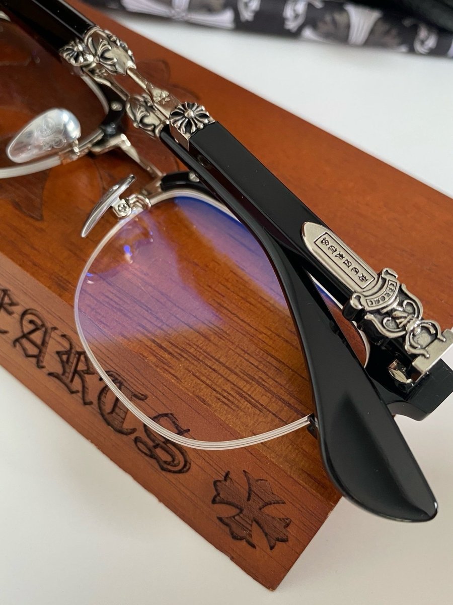 Chrome Hearts - Style Browline Glasses Acetate Half Rim Eyeglasses Designer Optical Frame Semi Rimless Prescription Glasses EVAGILIST - HP eyeglasses