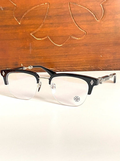 Chrome Hearts - Style Browline Glasses Acetate Half Rim Eyeglasses Designer Optical Frame Semi Rimless Prescription Glasses EVAGILIST - HP eyeglasses