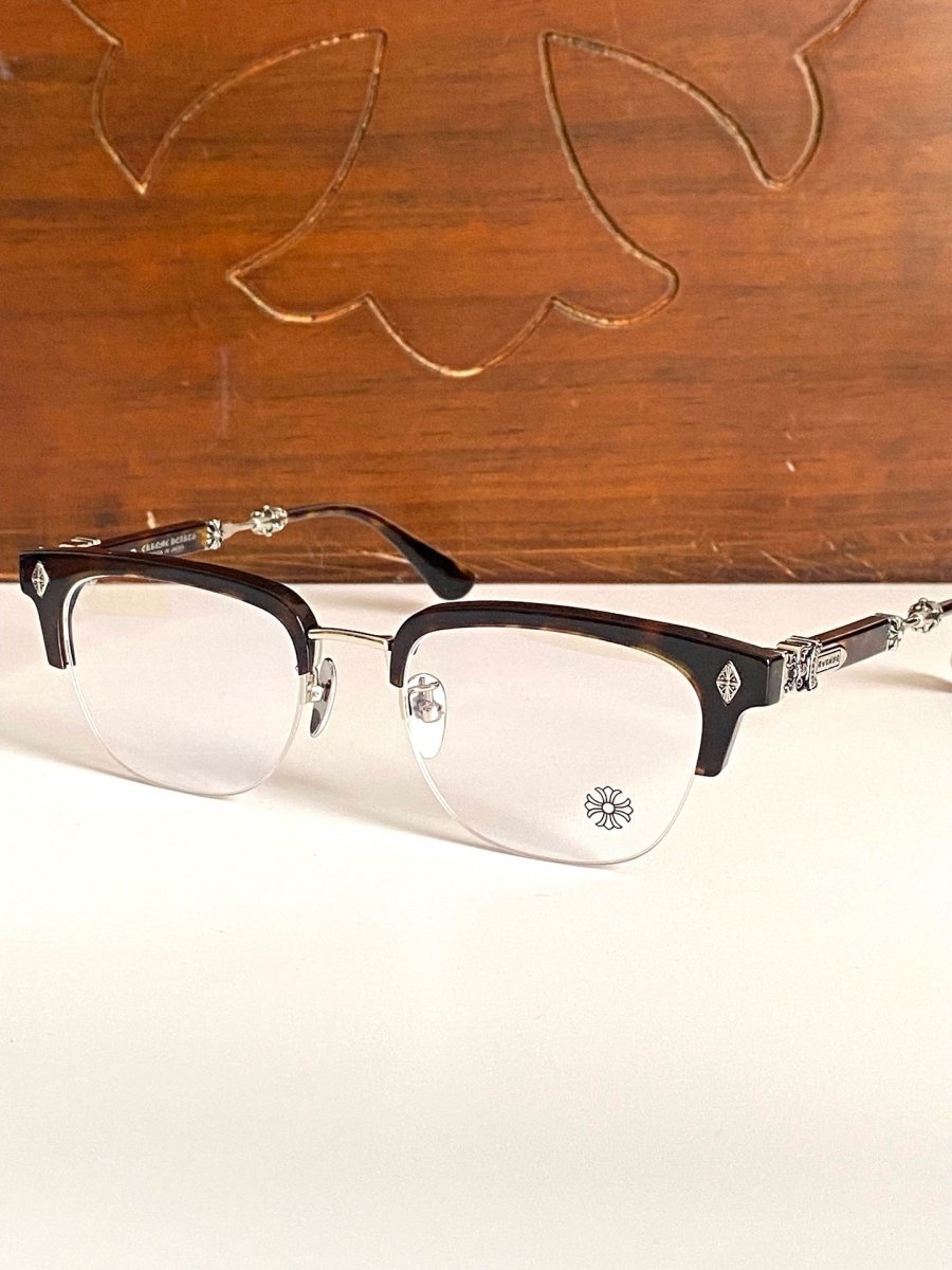 Chrome Hearts - Style Browline Glasses Acetate Half Rim Eyeglasses Designer Optical Frame Semi Rimless Prescription Glasses EVAGILIST - HP eyeglasses