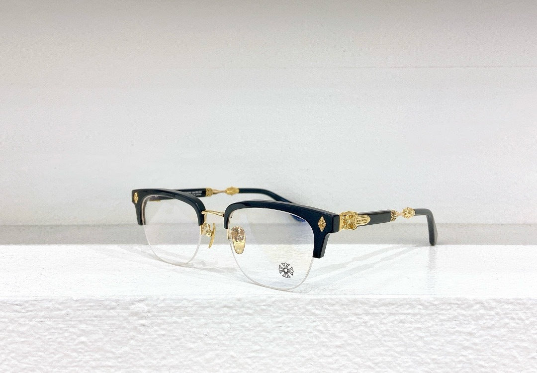 Chrome Hearts - Style Browline Glasses Acetate Half Rim Eyeglasses Designer Optical Frame Semi Rimless Prescription Glasses EVAGILIST - HP eyeglasses