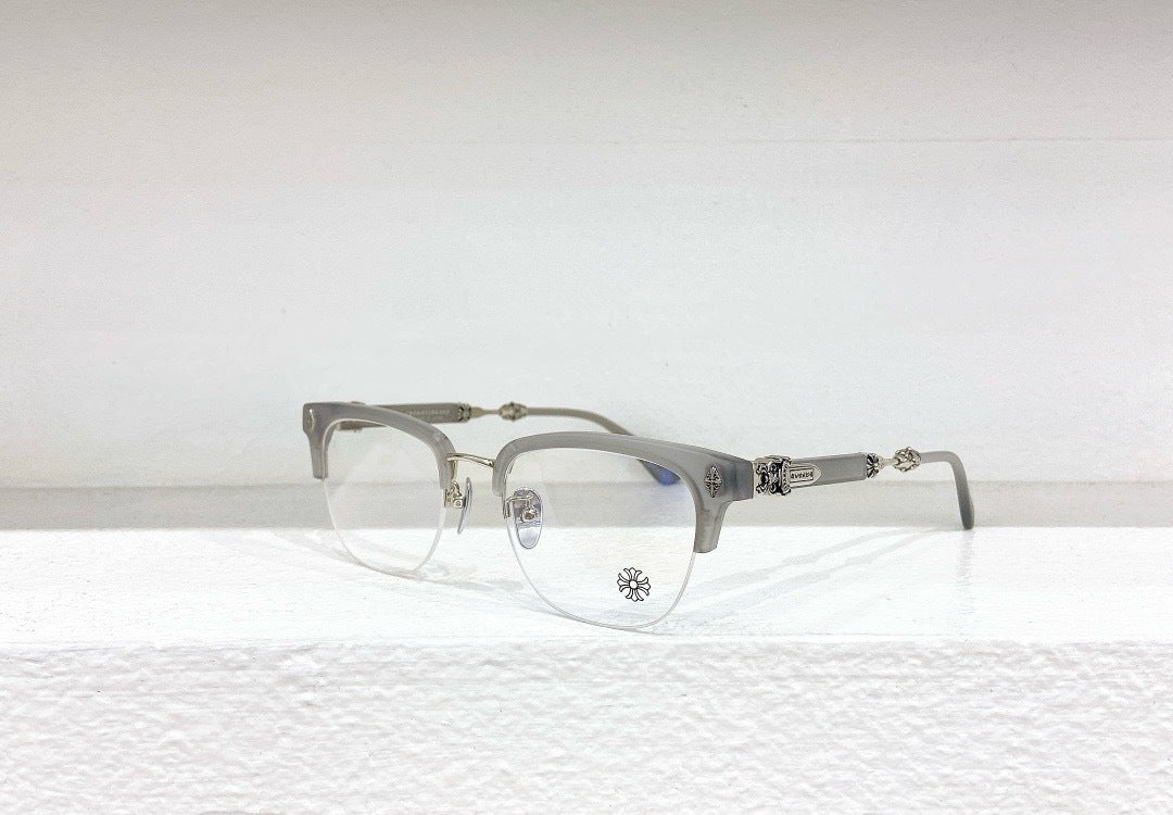 Chrome Hearts - Style Browline Glasses Acetate Half Rim Eyeglasses Designer Optical Frame Semi Rimless Prescription Glasses EVAGILIST - HP eyeglasses