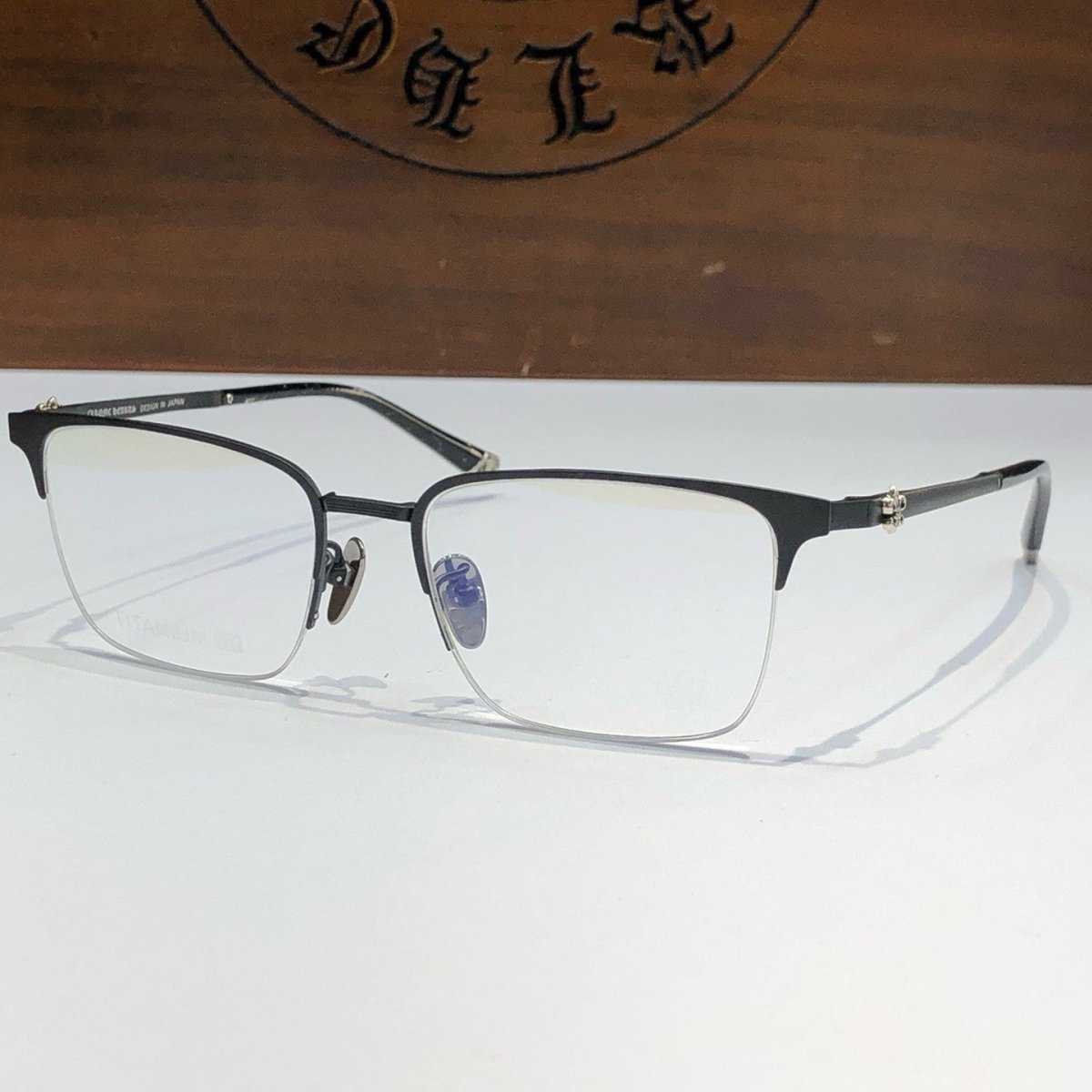 Chrome Hearts - Style Browline Glasses Square Half Rim Eyeglasses Frame Browline Prescription Glasses for Men Women CH8265 - HP eyeglasses