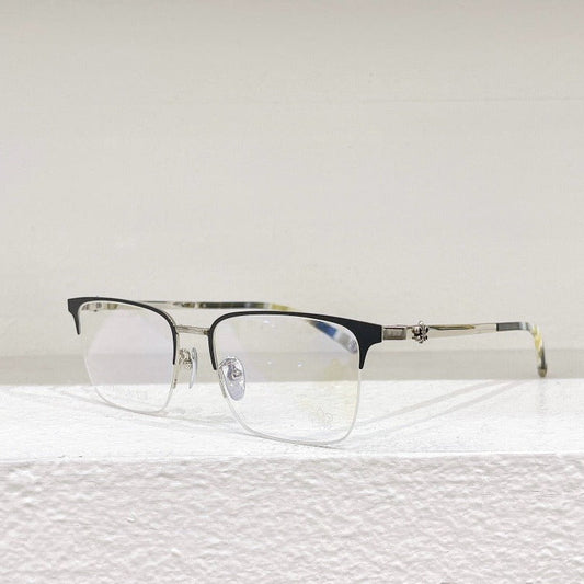 Chrome Hearts - Style Browline Glasses Square Half Rim Eyeglasses Frame Browline Prescription Glasses for Men Women CH8265 - HP eyeglasses