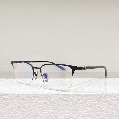 Chrome Hearts - Style Browline Glasses Square Half Rim Eyeglasses Frame Browline Prescription Glasses for Men Women CH8265 - HP eyeglasses